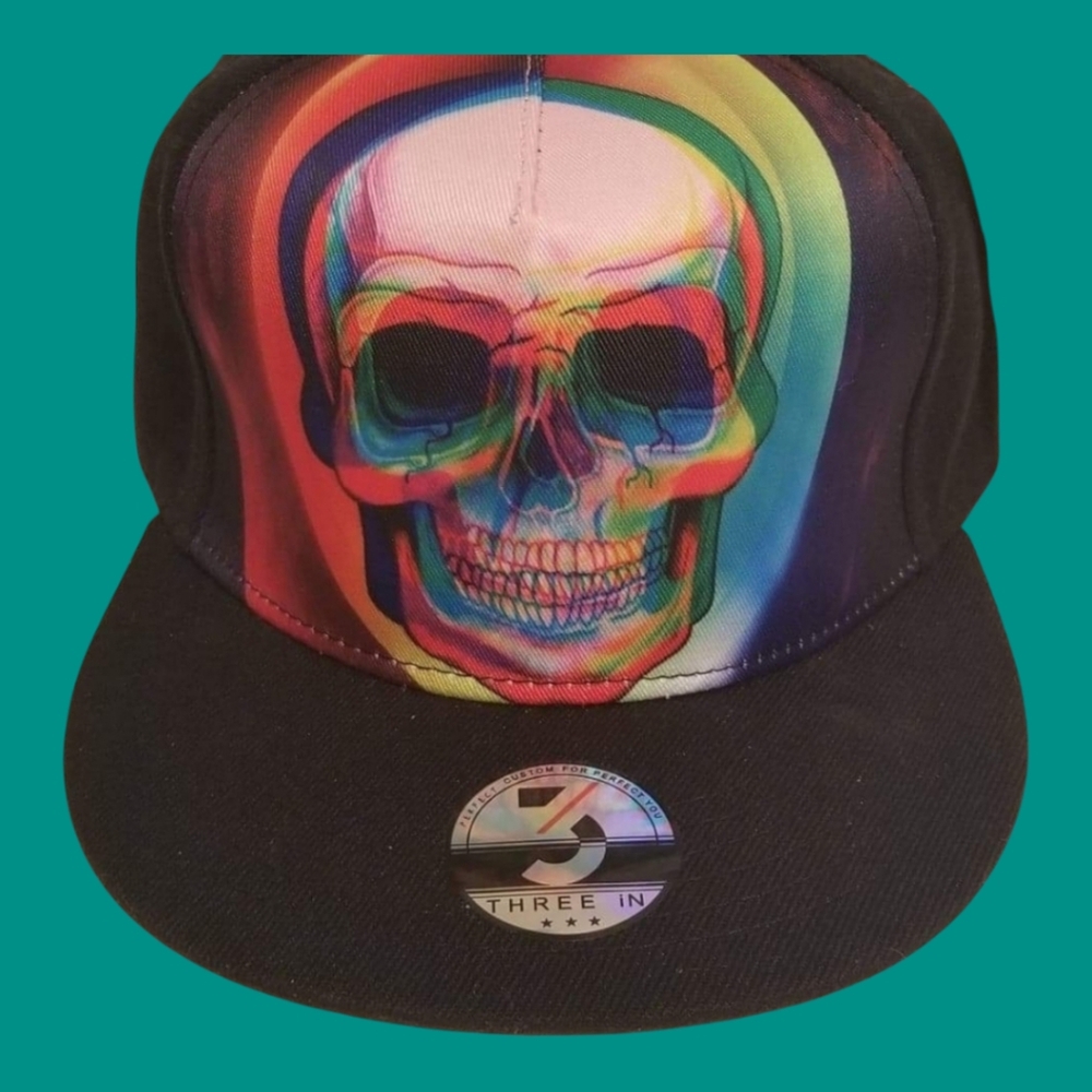 Three In Multicolored Skull Snapback - Picture 3 of 8